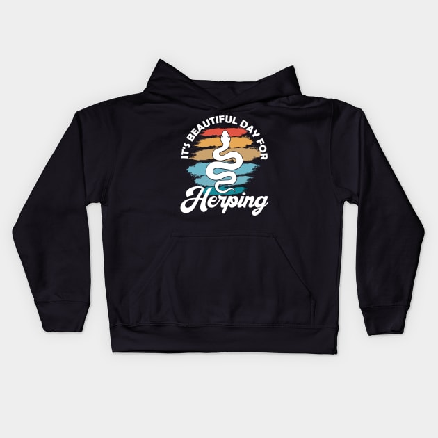 It's Beautiful Day for Herping - Vintage Herpetology Kids Hoodie by DigitalNerd